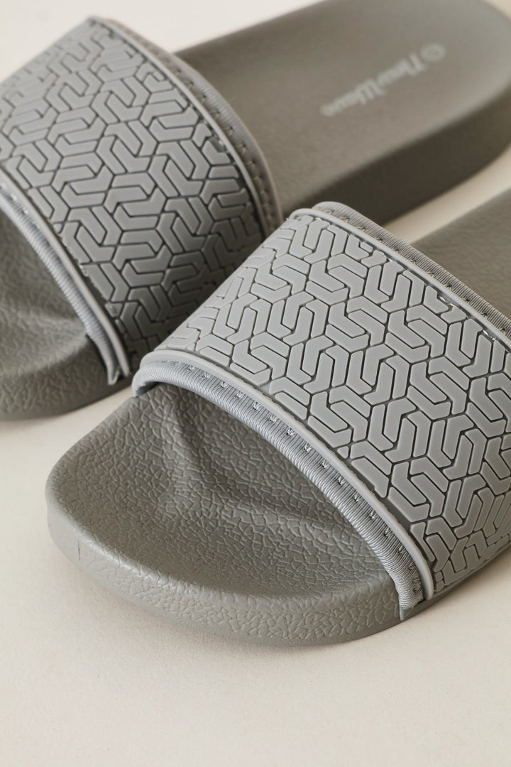 Boys Geo Rubber Vamp Slide - Grey