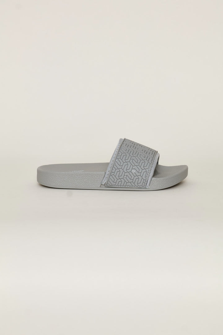 Boys Geo Rubber Vamp Slide - Grey
