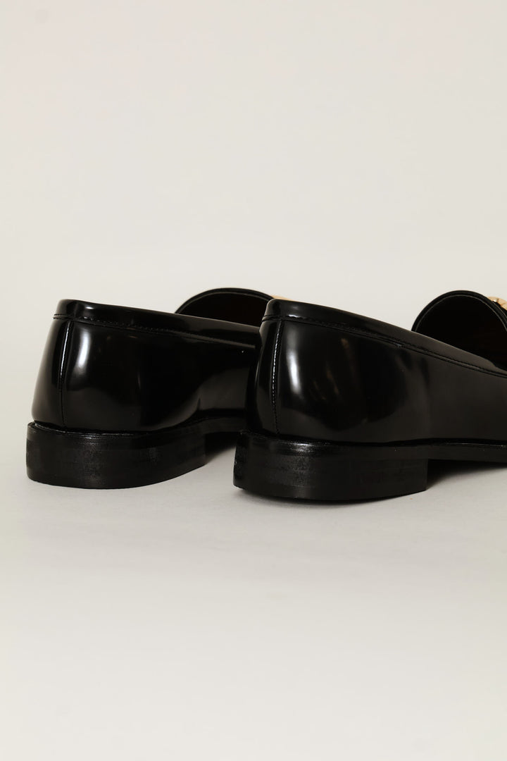 Metal Loop Trim Loafer - Black