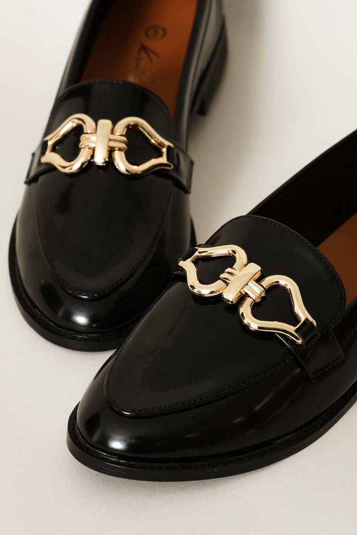 Metal Loop Trim Loafer - Black