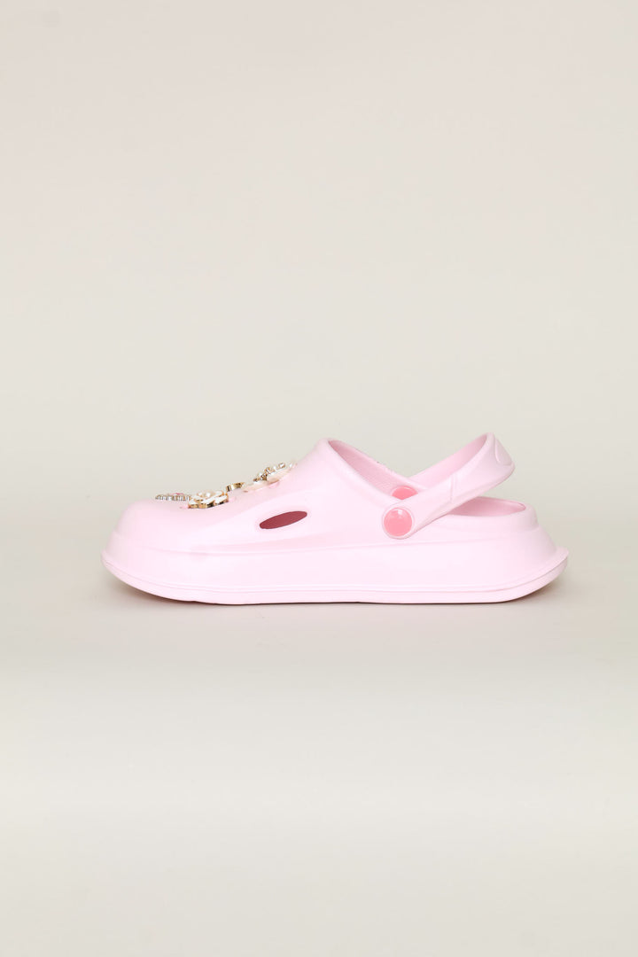 Girls Embellished Clog - Light Pink