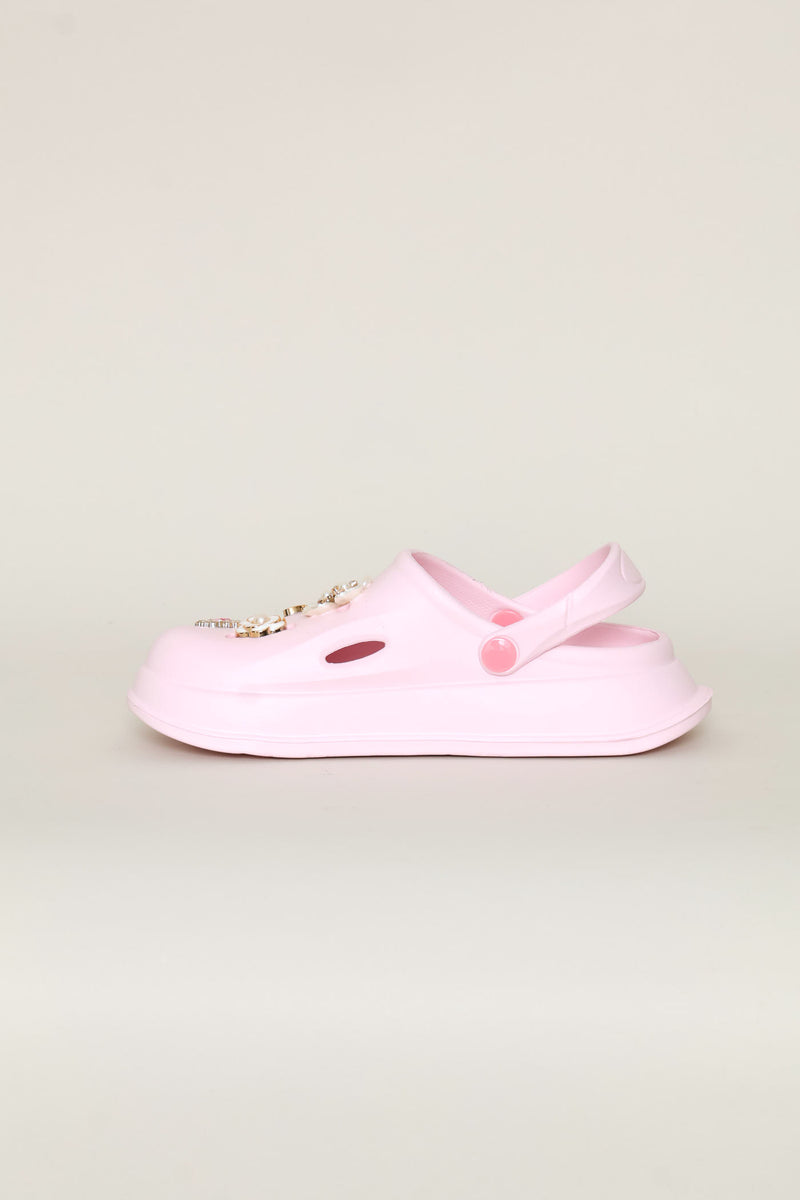 Girls Embellished Clog - Light Pink