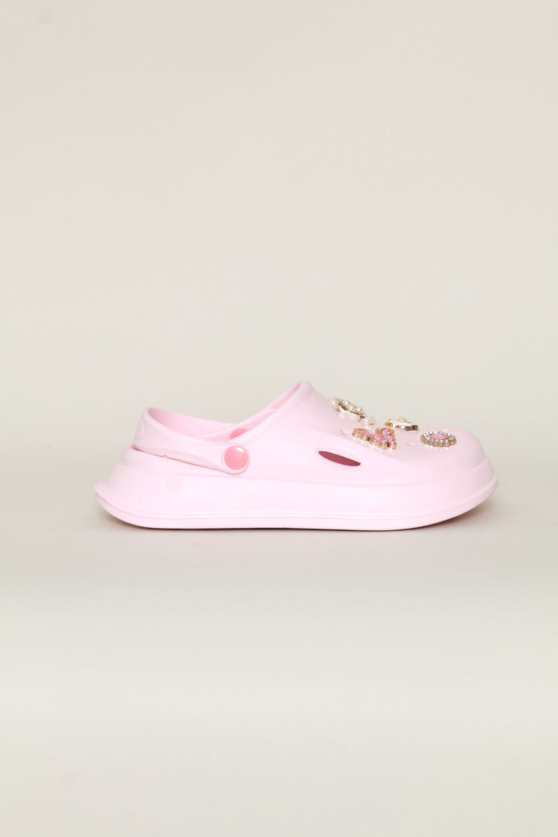 Girls Embellished Clog - Light Pink