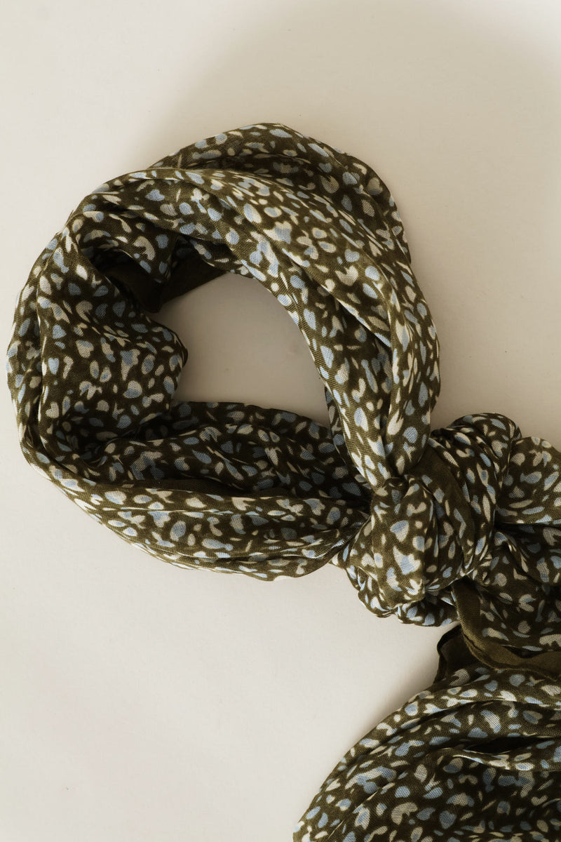 Printed Light Weight Scarf - Olive