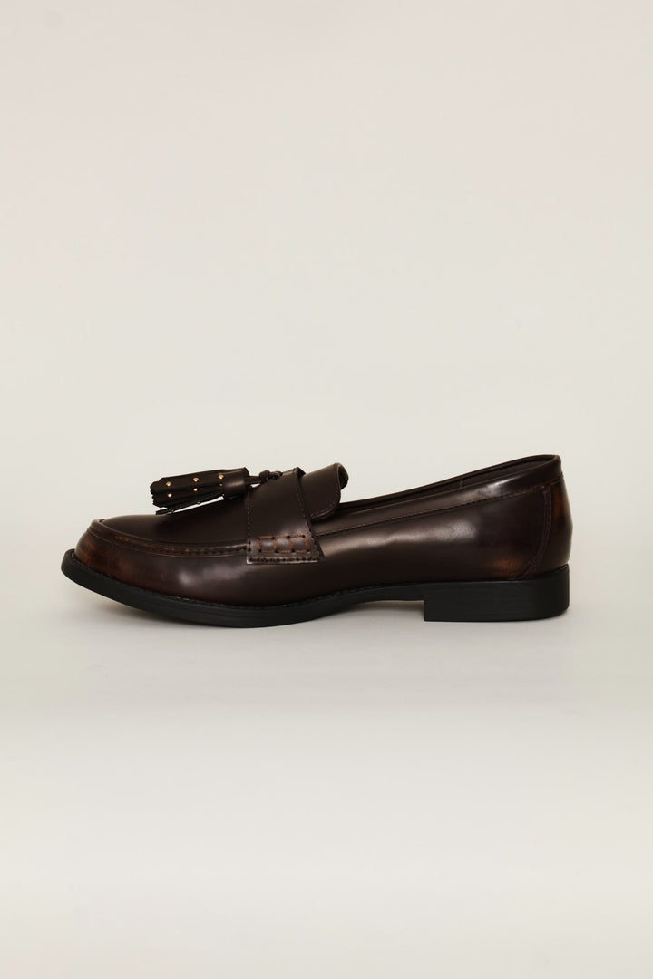 Studded Tassle Loafer - Chocolate