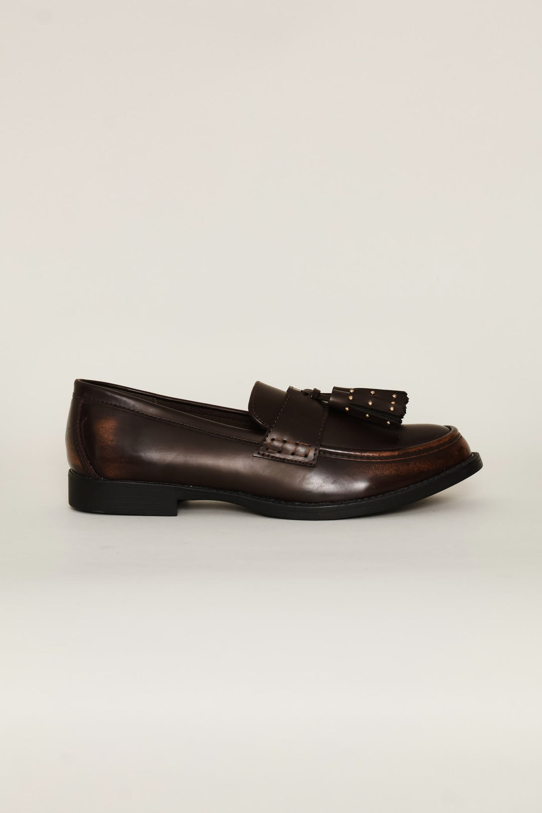 Studded Tassle Loafer - Chocolate