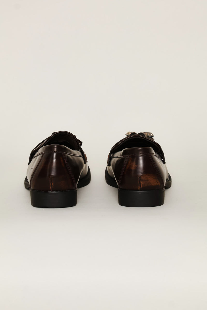 Studded Tassle Loafer - Chocolate