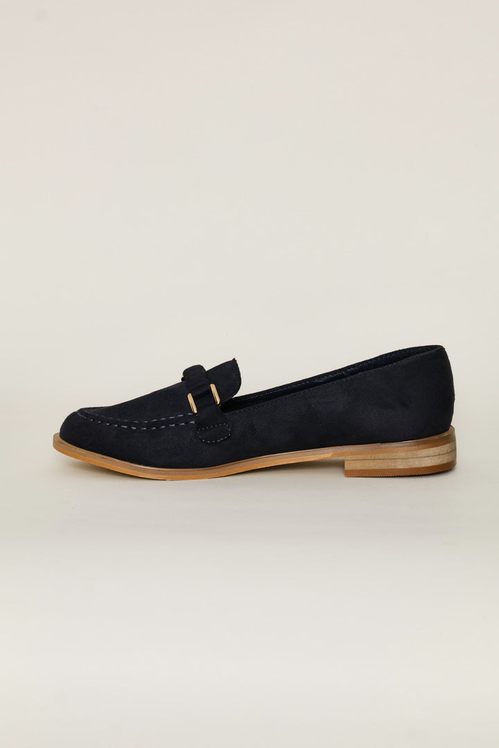 Metal Trim Loafer - Navy