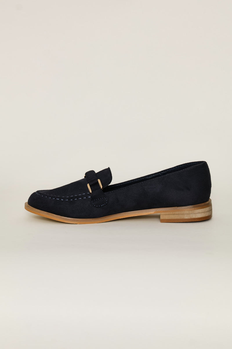 Metal Trim Loafer - Navy