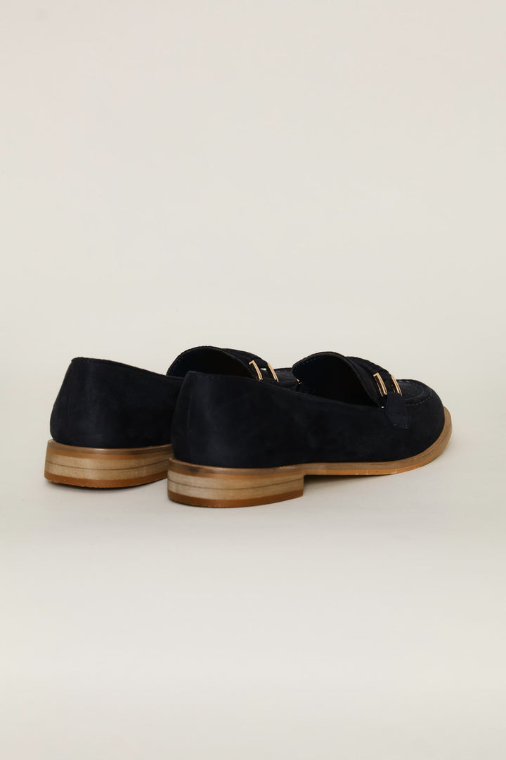 Metal Trim Loafer - Navy