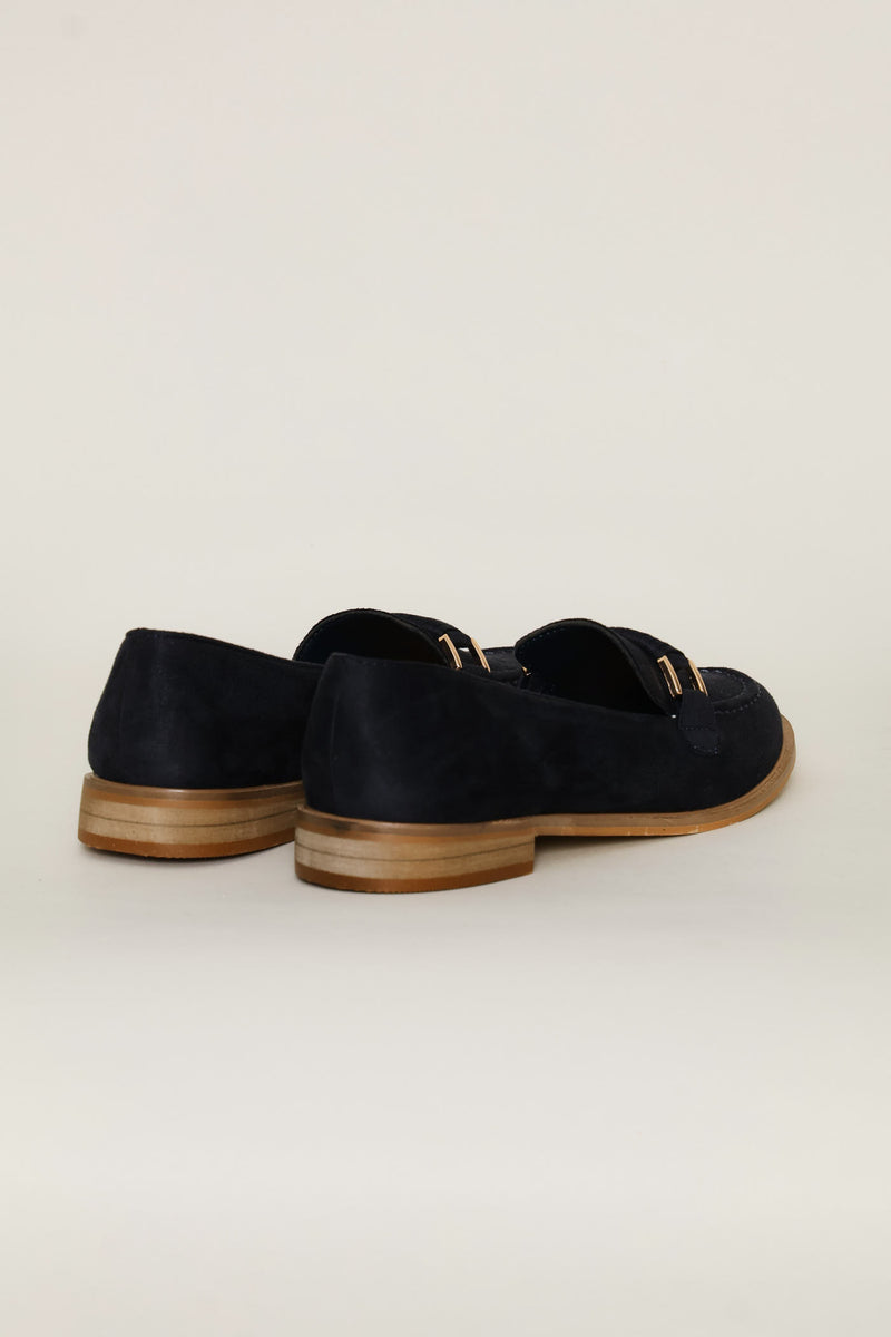 Metal Trim Loafer - Navy