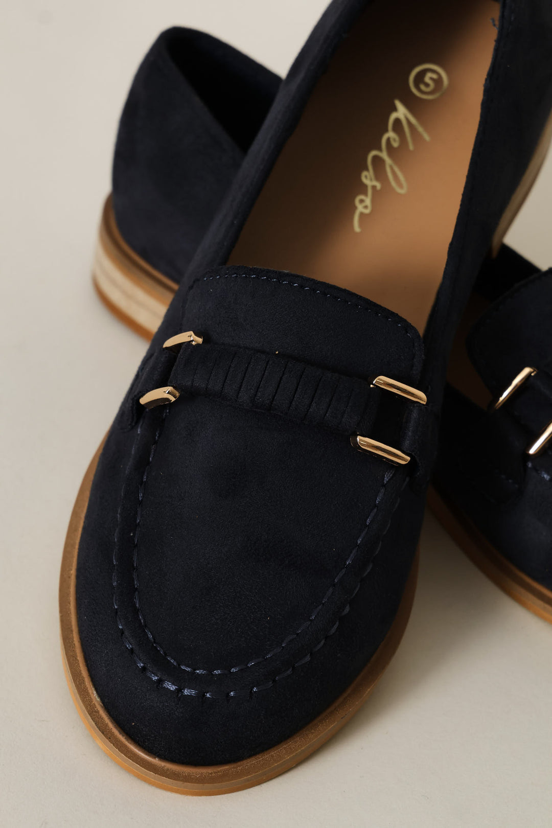 Metal Trim Loafer - Navy