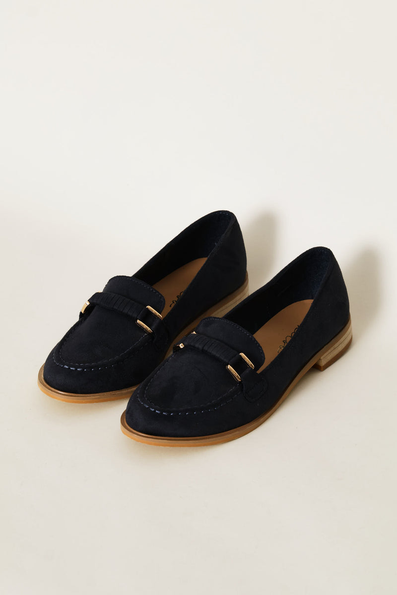 Metal Trim Loafer - Navy