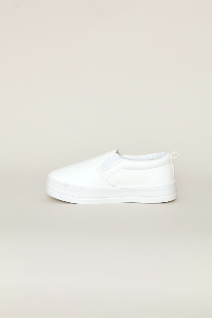 Girls Platform Slip On Sneaker - White