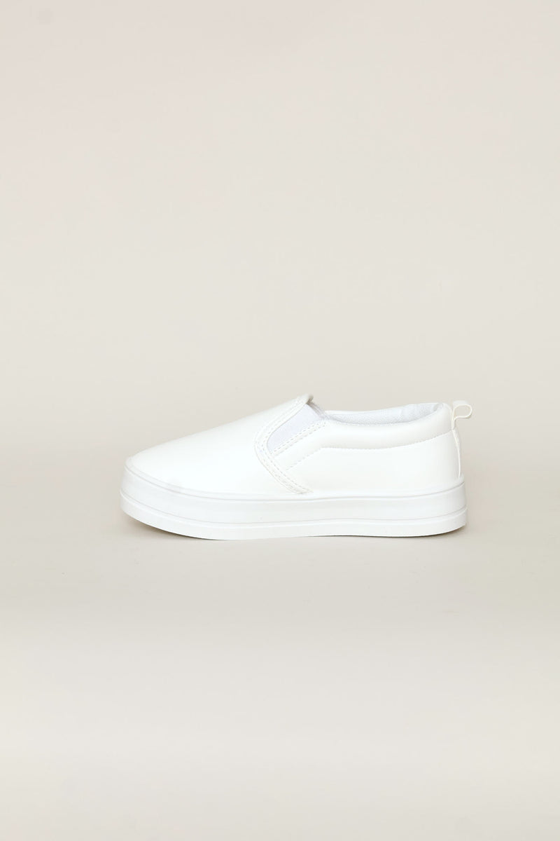 Girls Platform Slip On Sneaker - White