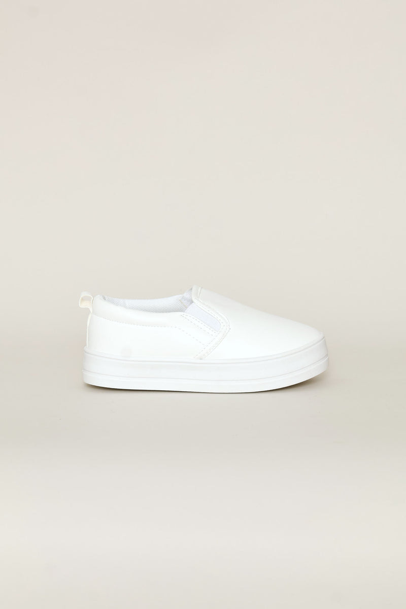 Girls Platform Slip On Sneaker - White
