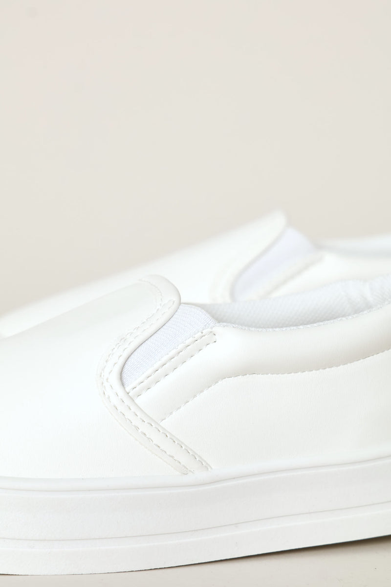 Girls Platform Slip On Sneaker - White
