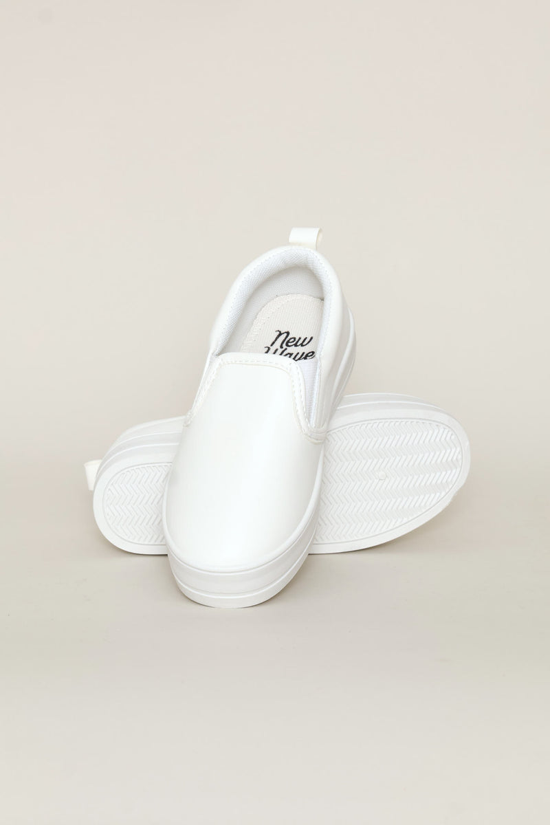 Girls Platform Slip On Sneaker - White