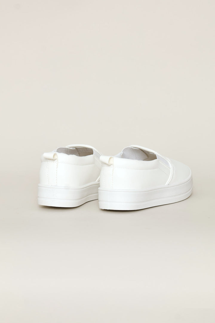 Girls Platform Slip On Sneaker - White