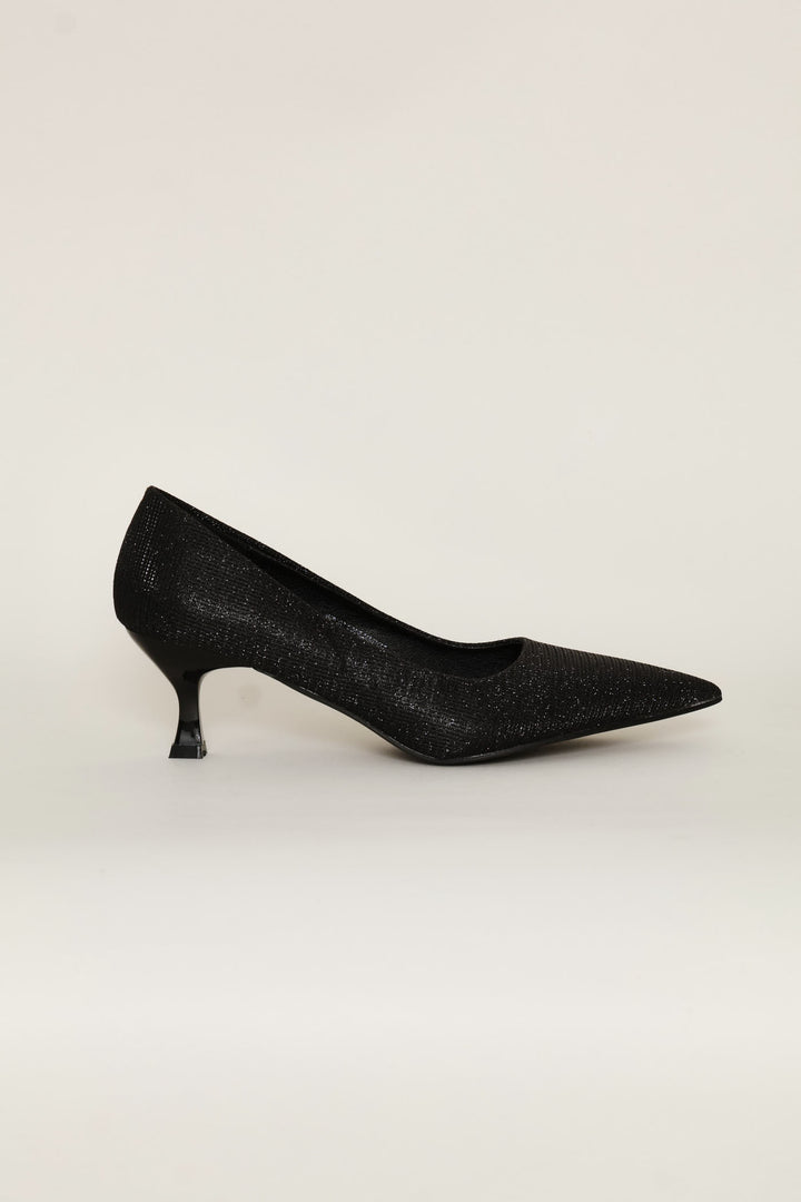 Lurex  Kitten Court Heel - Black