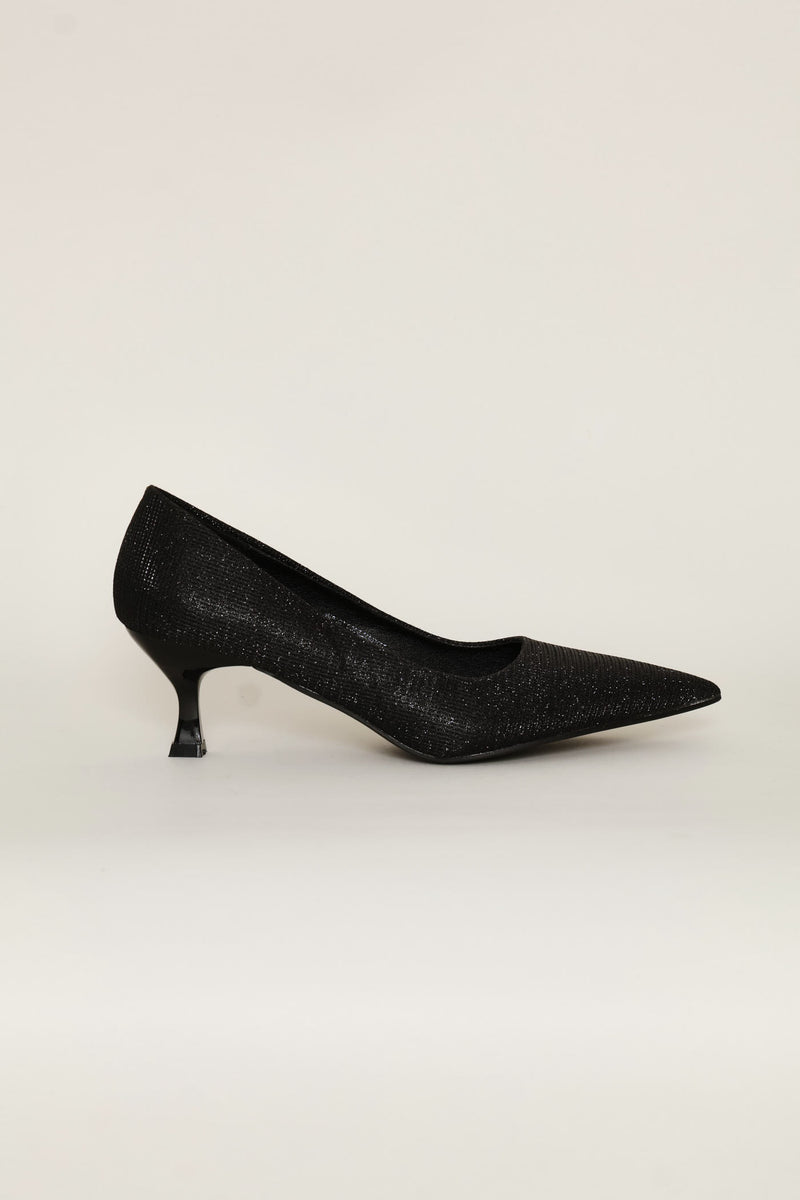 Lurex  Kitten Court Heel - Black