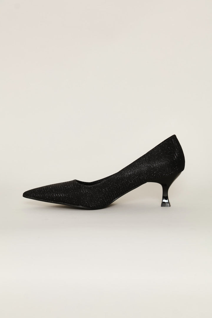Lurex  Kitten Court Heel - Black