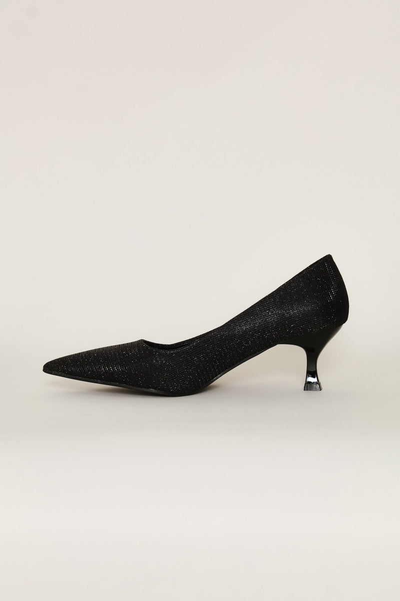 Lurex  Kitten Court Heel - Black