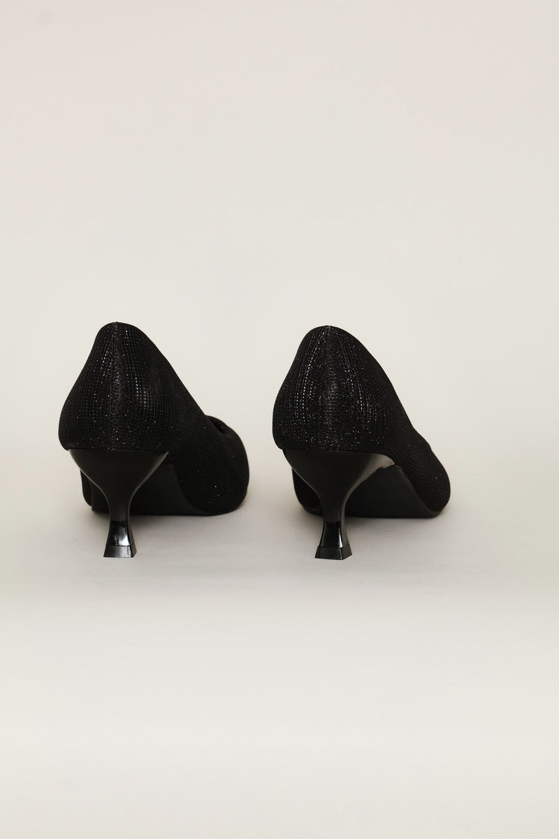 Lurex  Kitten Court Heel - Black