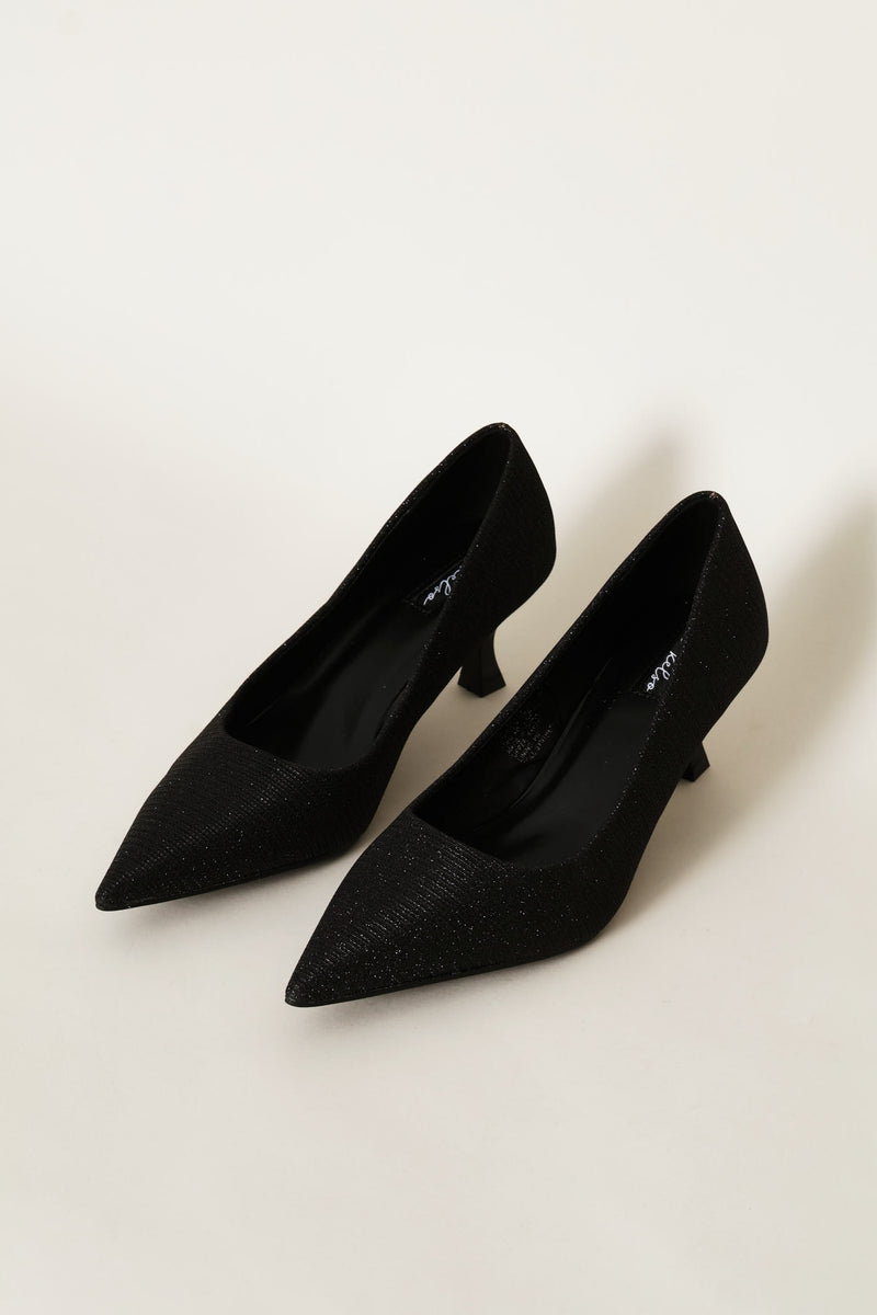 Lurex  Kitten Court Heel - Black