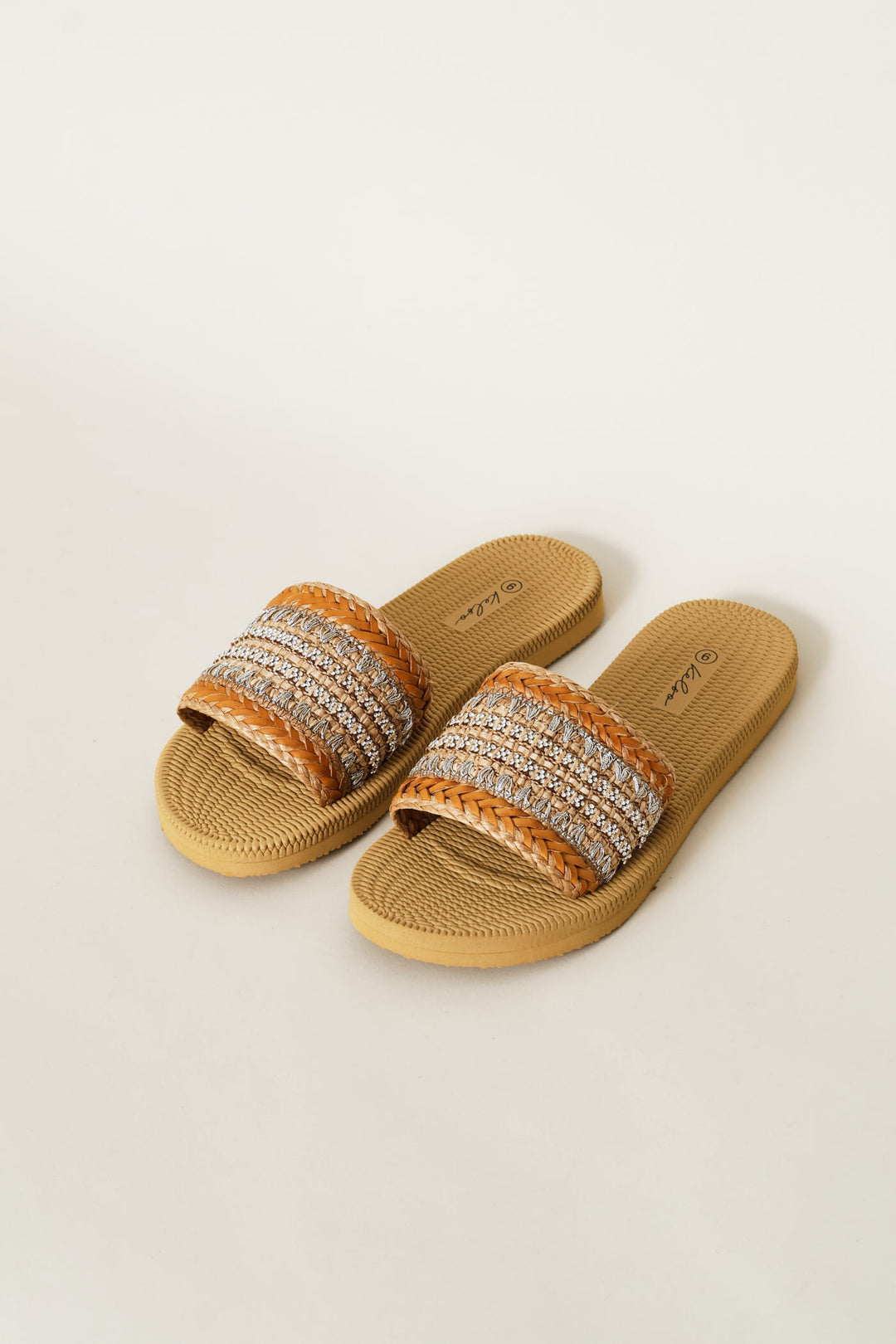 Ankle Strap Crochet Cross Vamp Mule Sandal - Chocolate