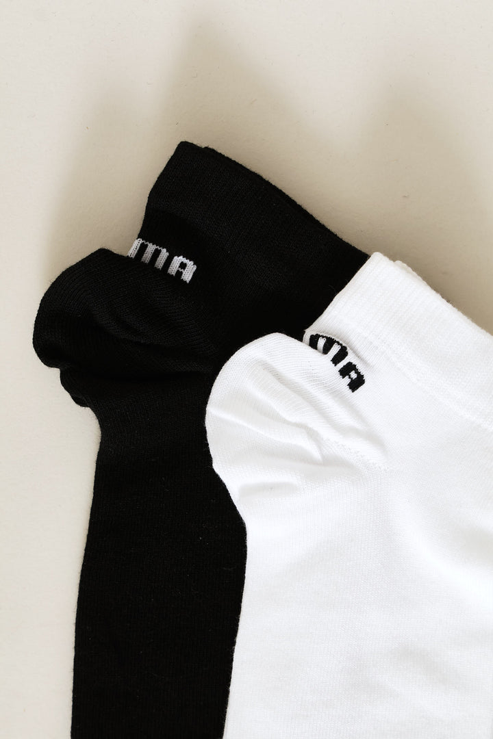 2 Pack Low Cut Socks - Black/White