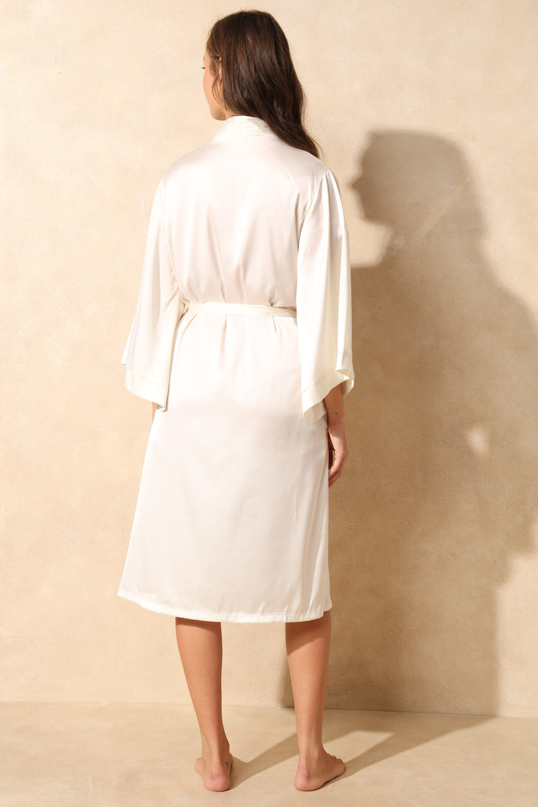 3/4 Satin Gown - Off White
