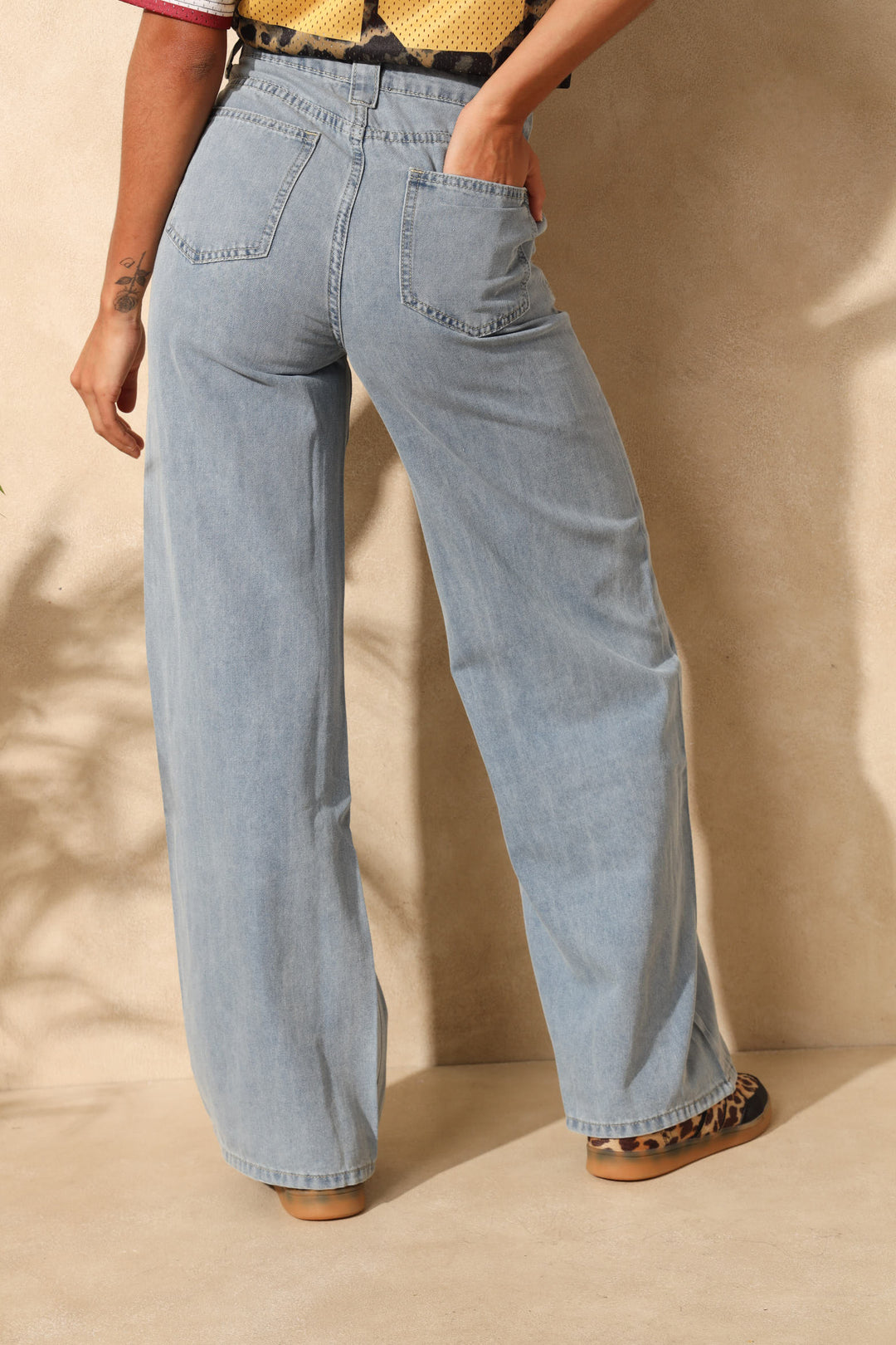 Wide Leg Flare Pants - Light Blue