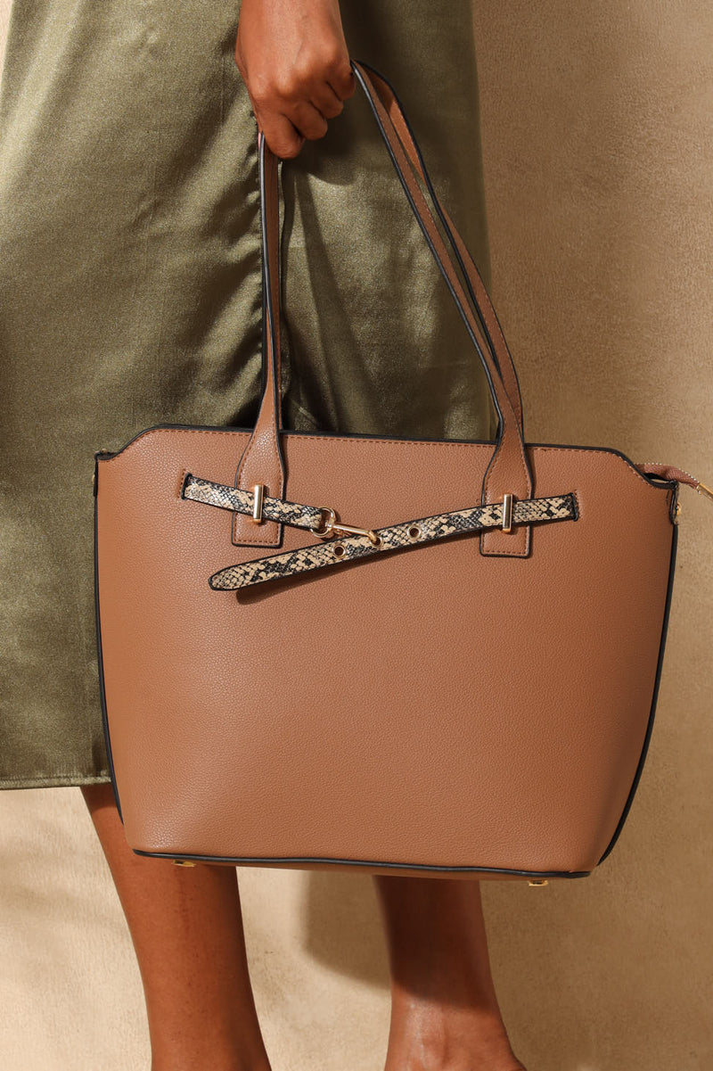 Belt Detail Shopper - Tan