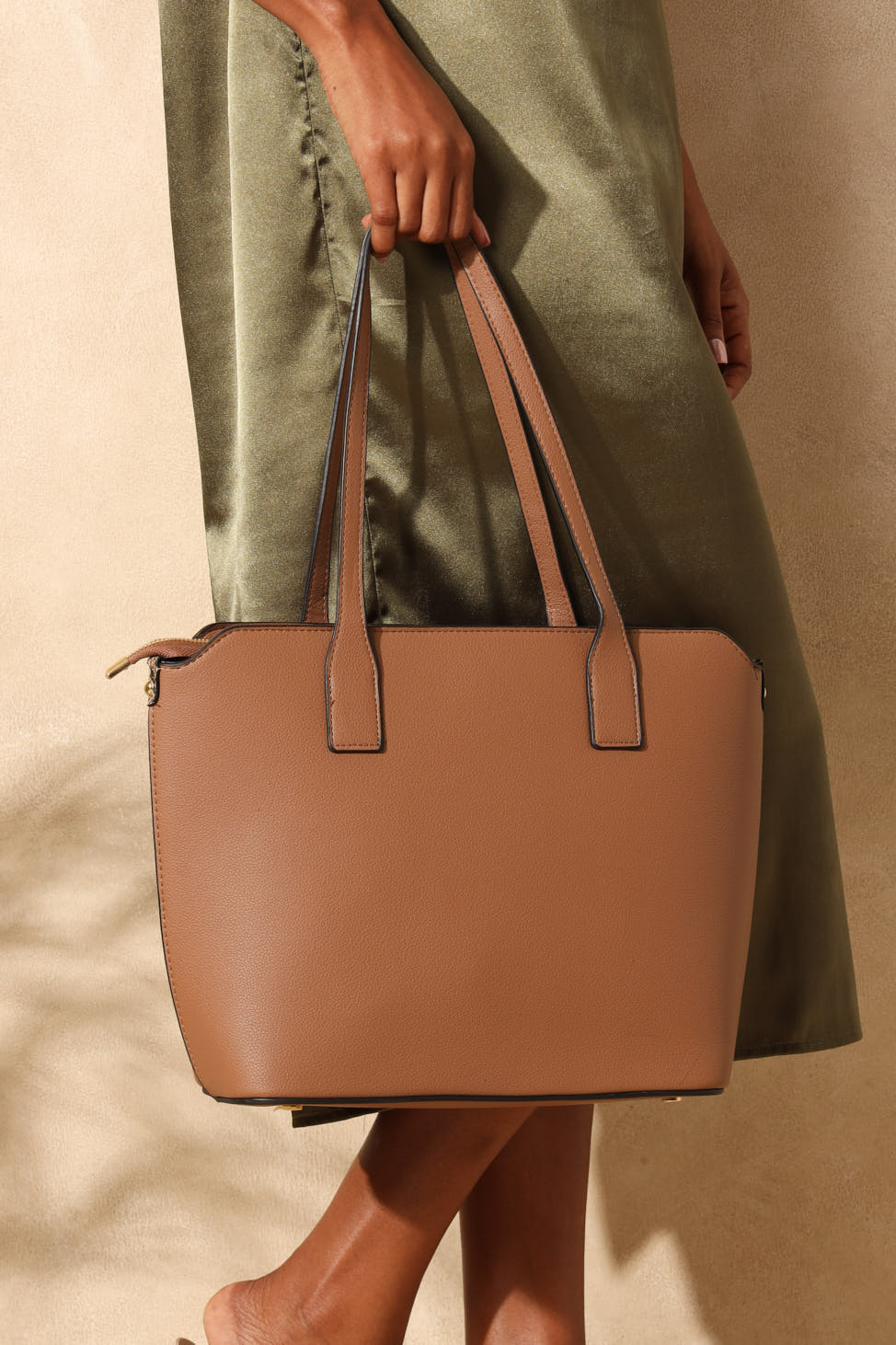 Belt Detail Shopper - Tan