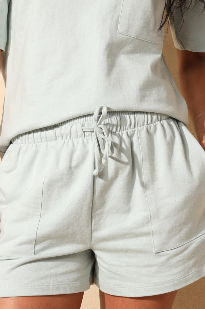 Unbrushed Fleece Short Set - Duck Egg