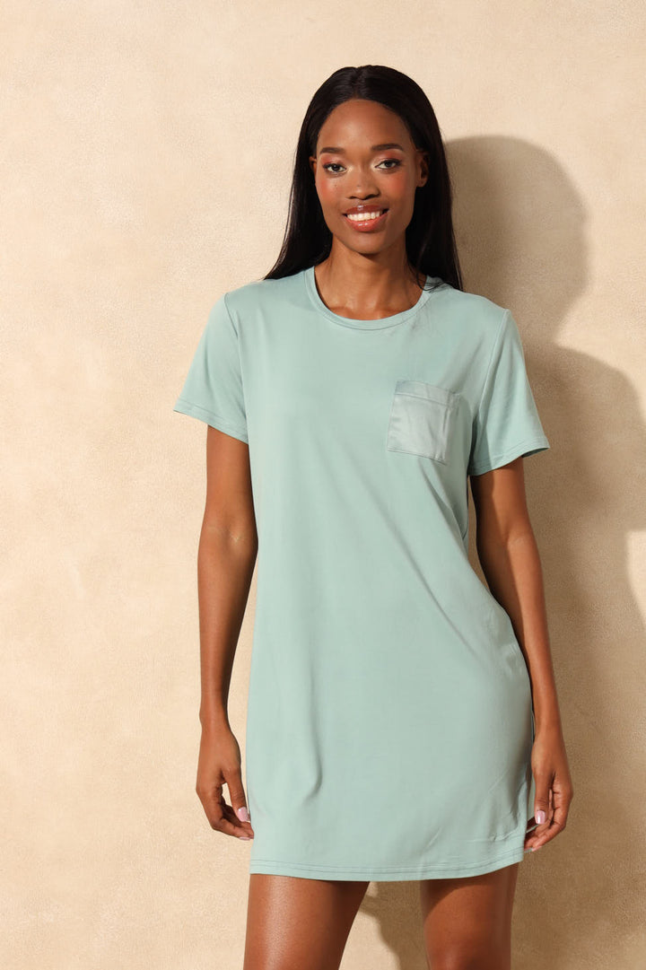 Short Sleeve Pocket Sleepshirt - Duck Egg