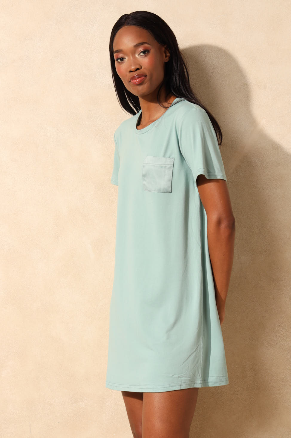 Short Sleeve Pocket Sleepshirt - Duck Egg