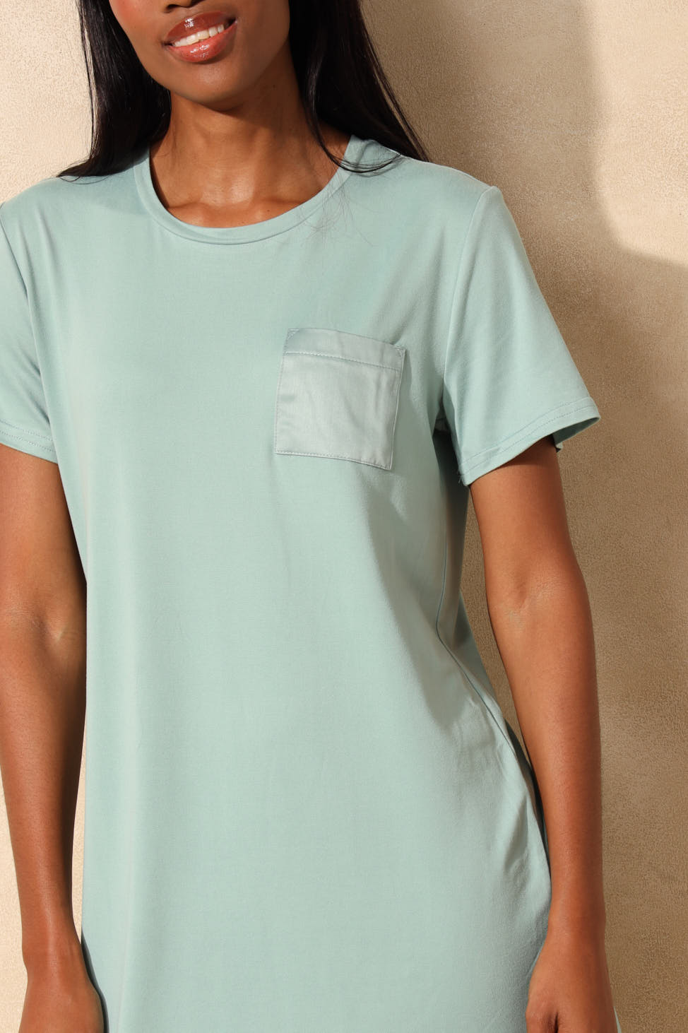 Short Sleeve Pocket Sleepshirt - Duck Egg