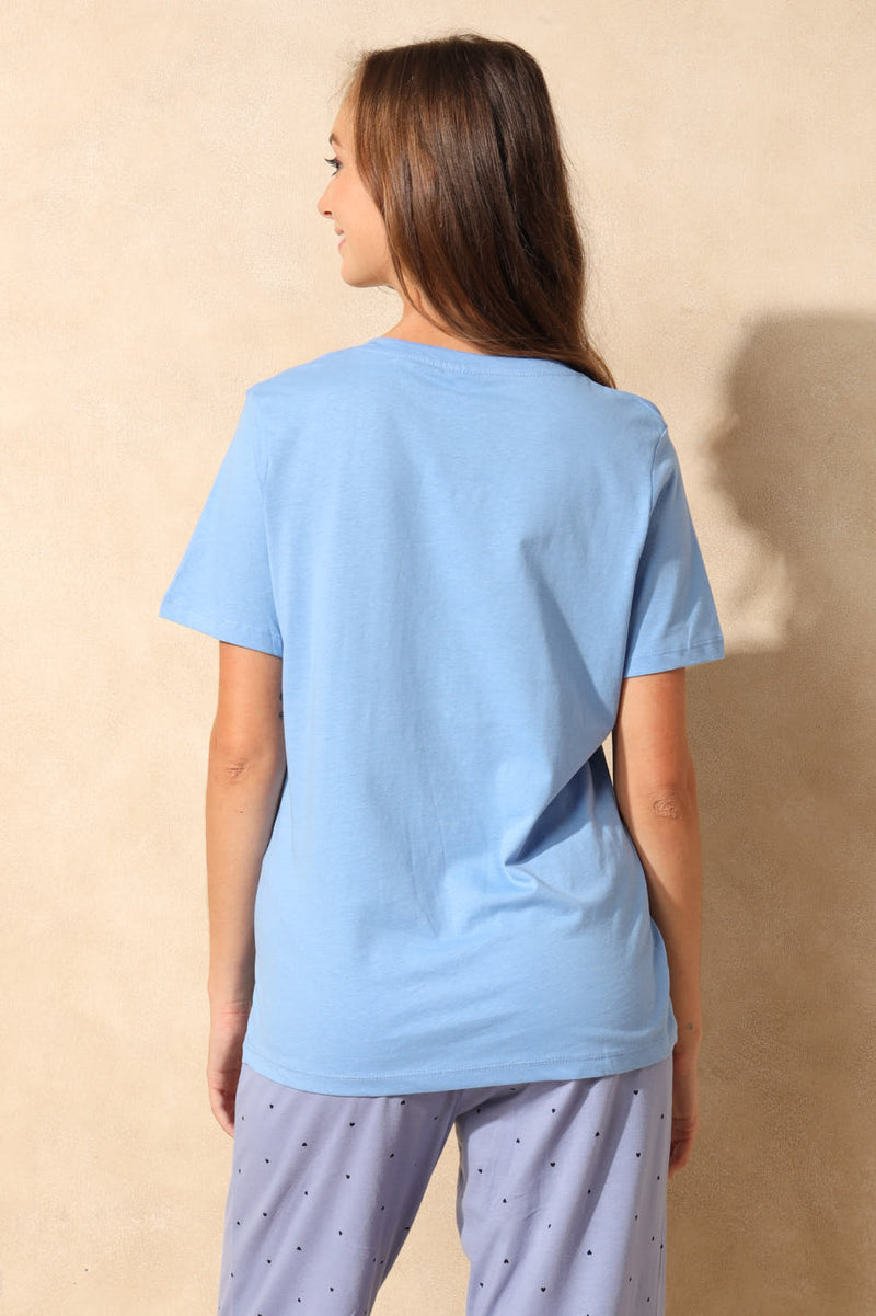 Short Sleeve Sleep Tee - Light Blue