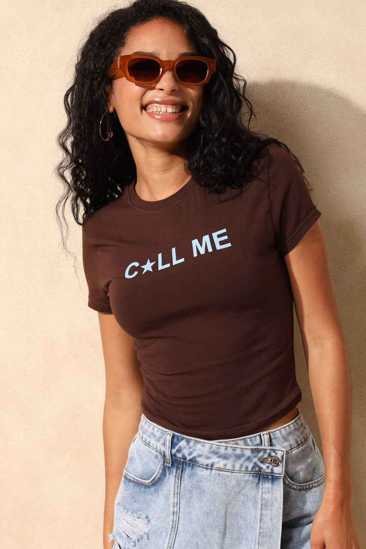 Call Me Baby Tee - Chocolate