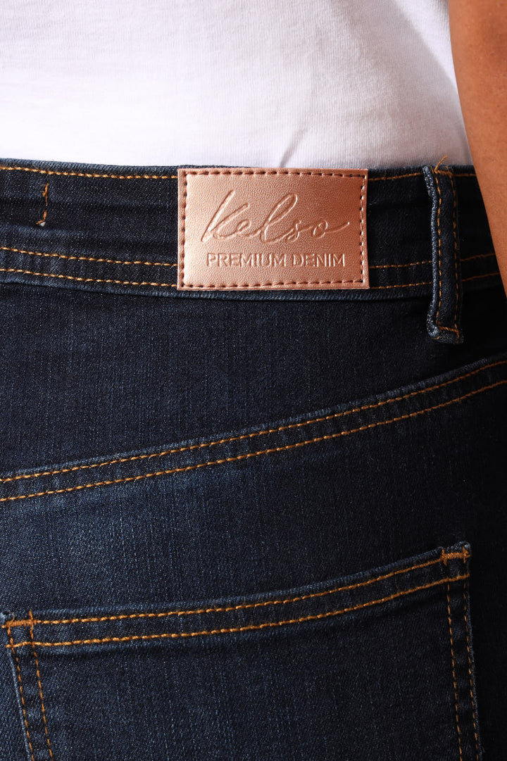 Classic Roll Hem Supersoft Denim Bermuda Short - Dark Wash