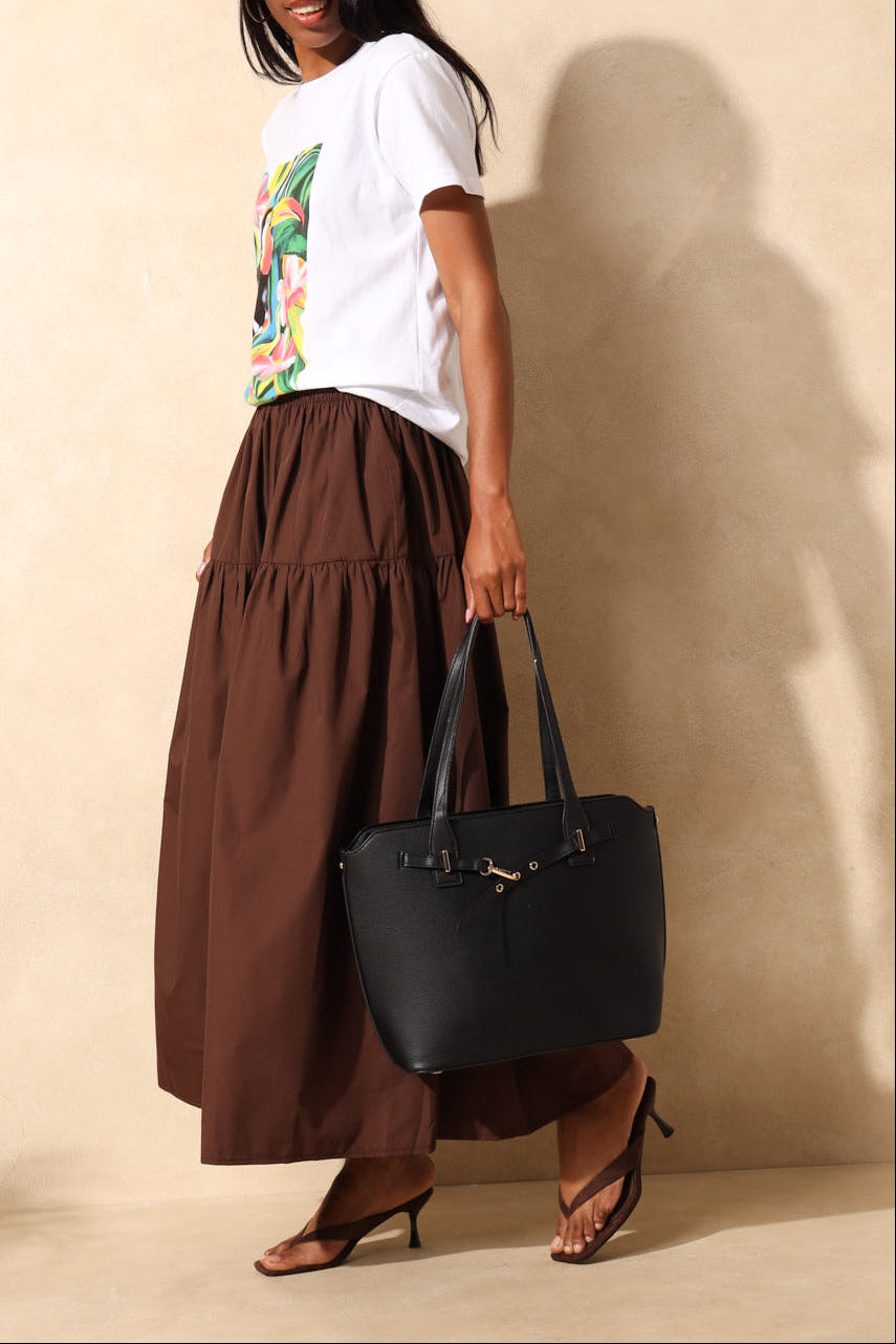 Belt Detail Shopper - Black