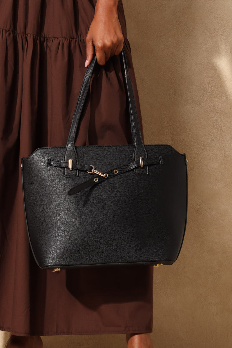 Belt Detail Shopper - Black