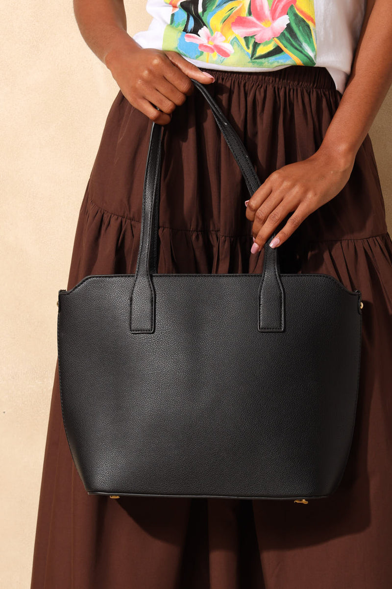 Belt Detail Shopper - Black