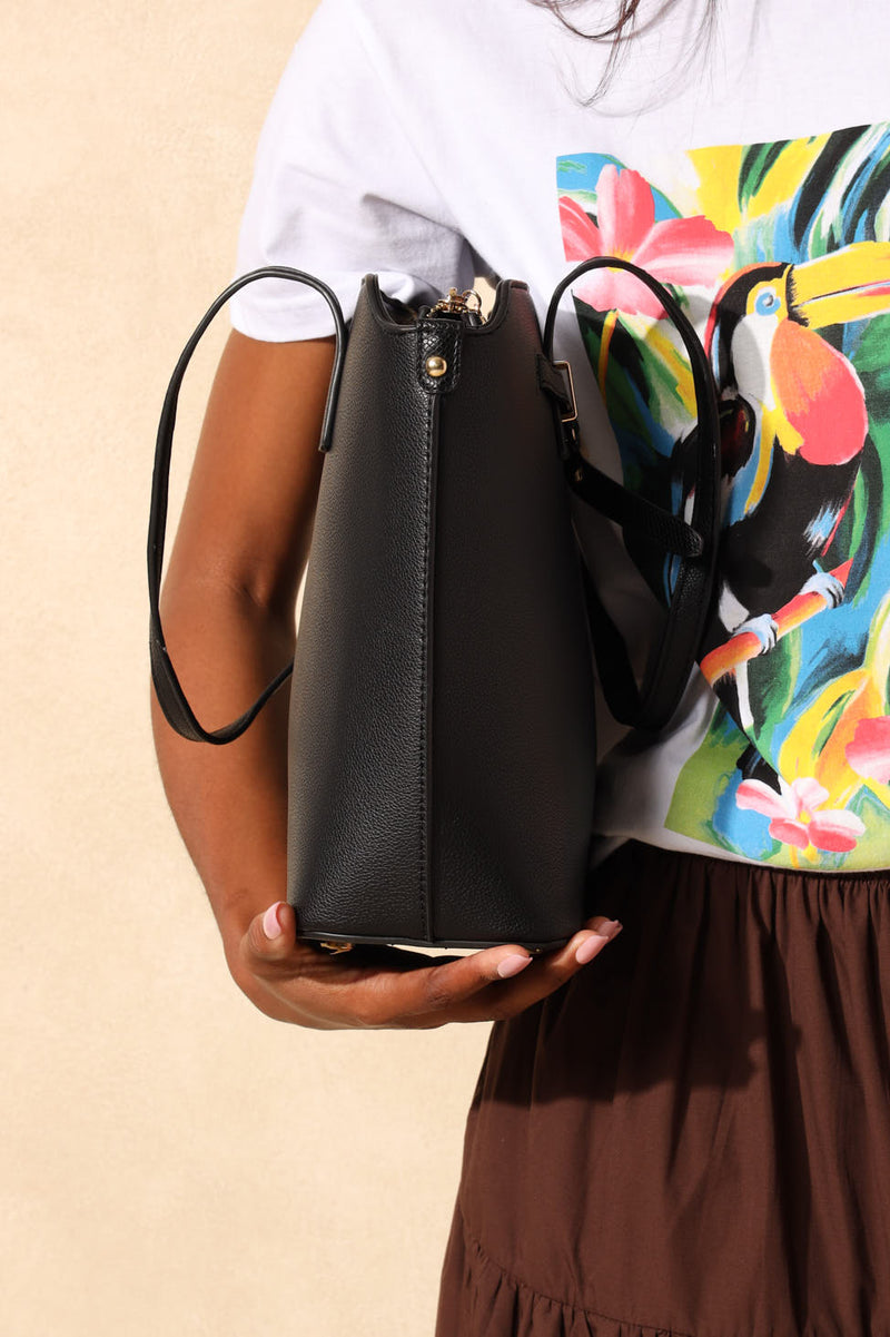 Belt Detail Shopper - Black