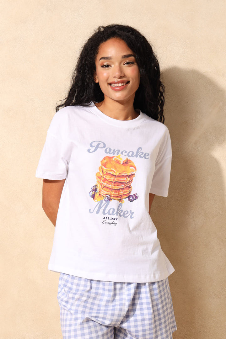 Screen Knit Sleep Tee - White