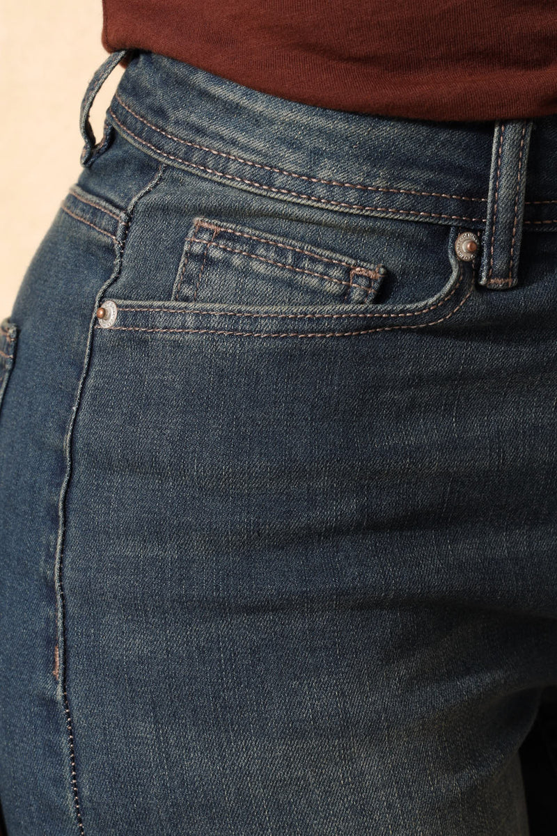 Classic Roll Hem Supersoft Denim Bermuda Short - Dark Tea Stain