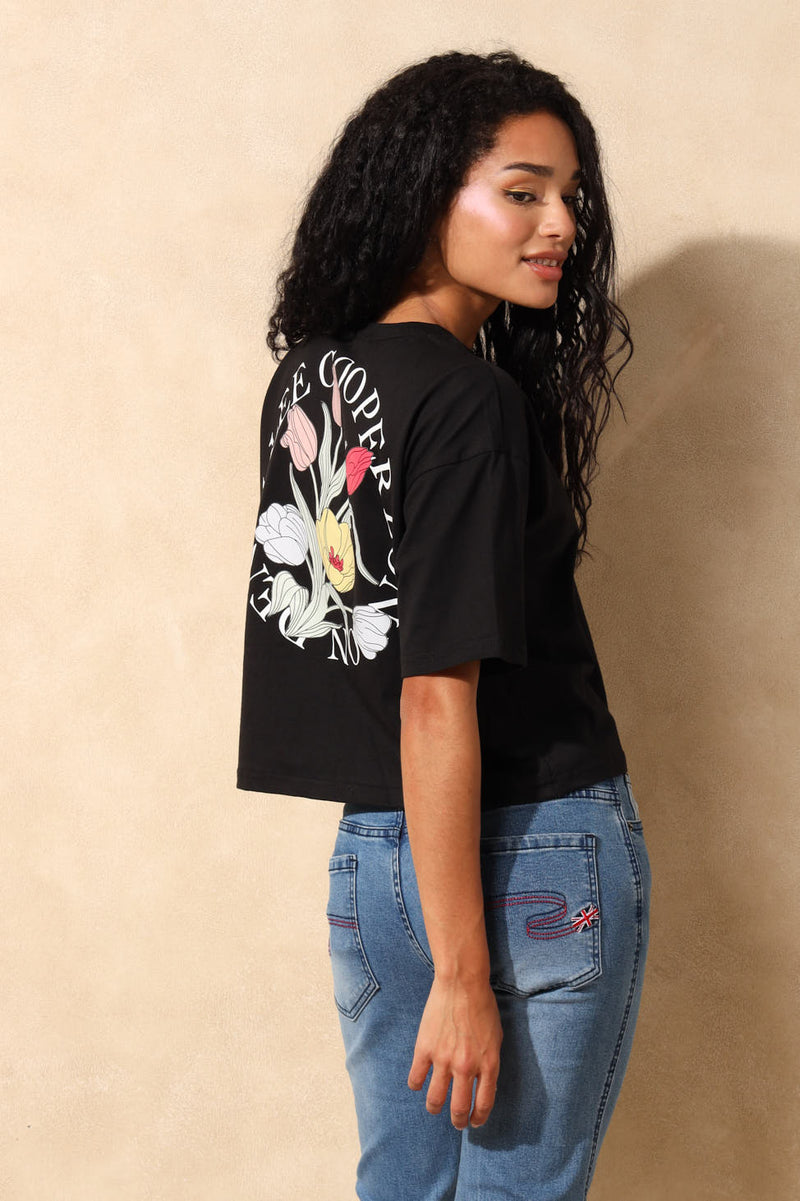 Cropped T-Shirt - Black