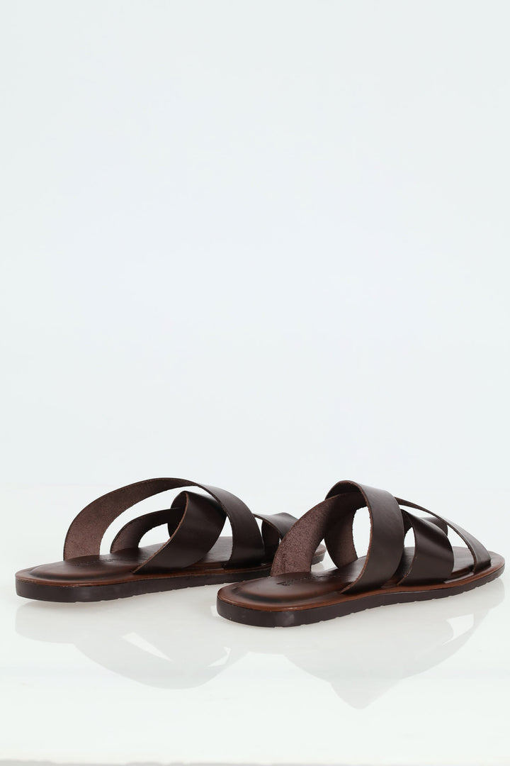 Leather Toe Piece Sandal - Chocolate